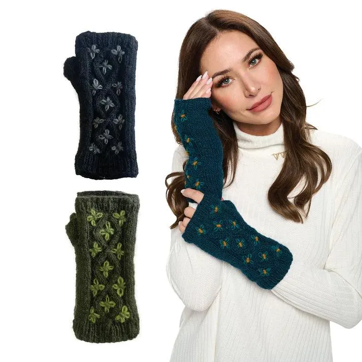 Floral Cable Knit Handwarmer G565