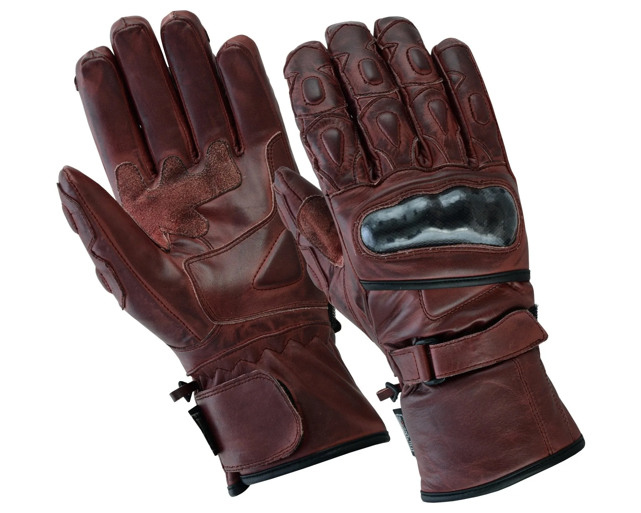 Gallanto Brown Motorcycle Armoured Thinsulate Leather Gloves