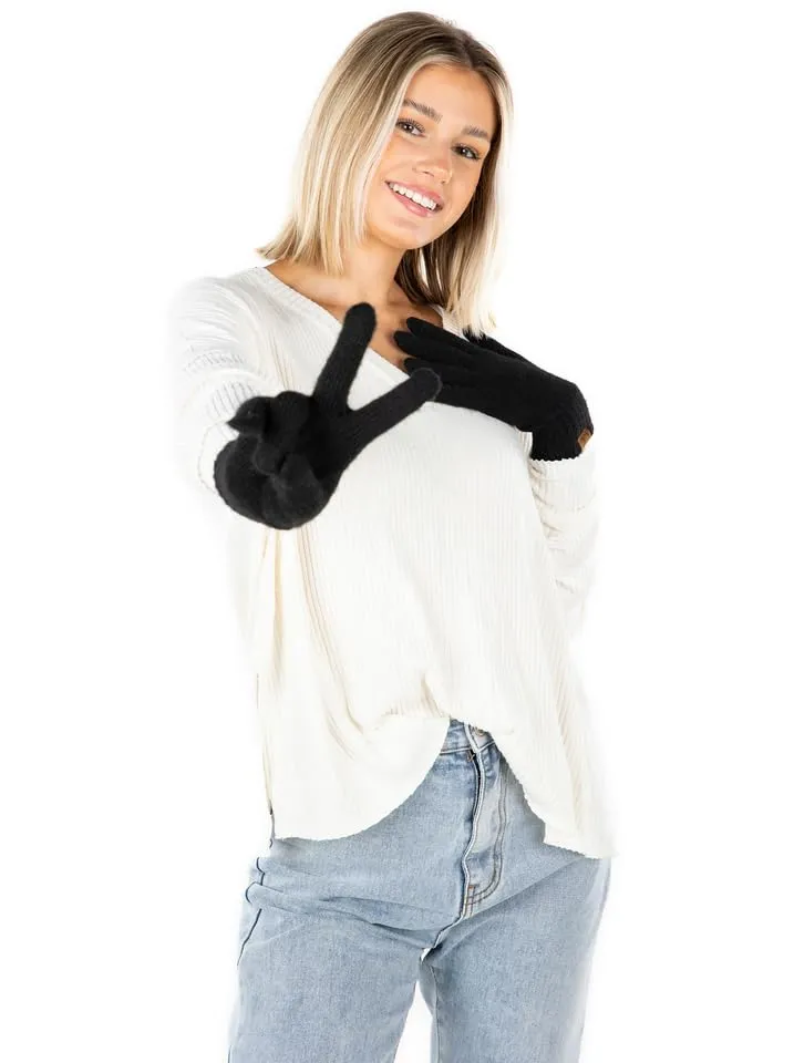 Garter Knit Slim Smart Tip Gloves by Funky Junque
