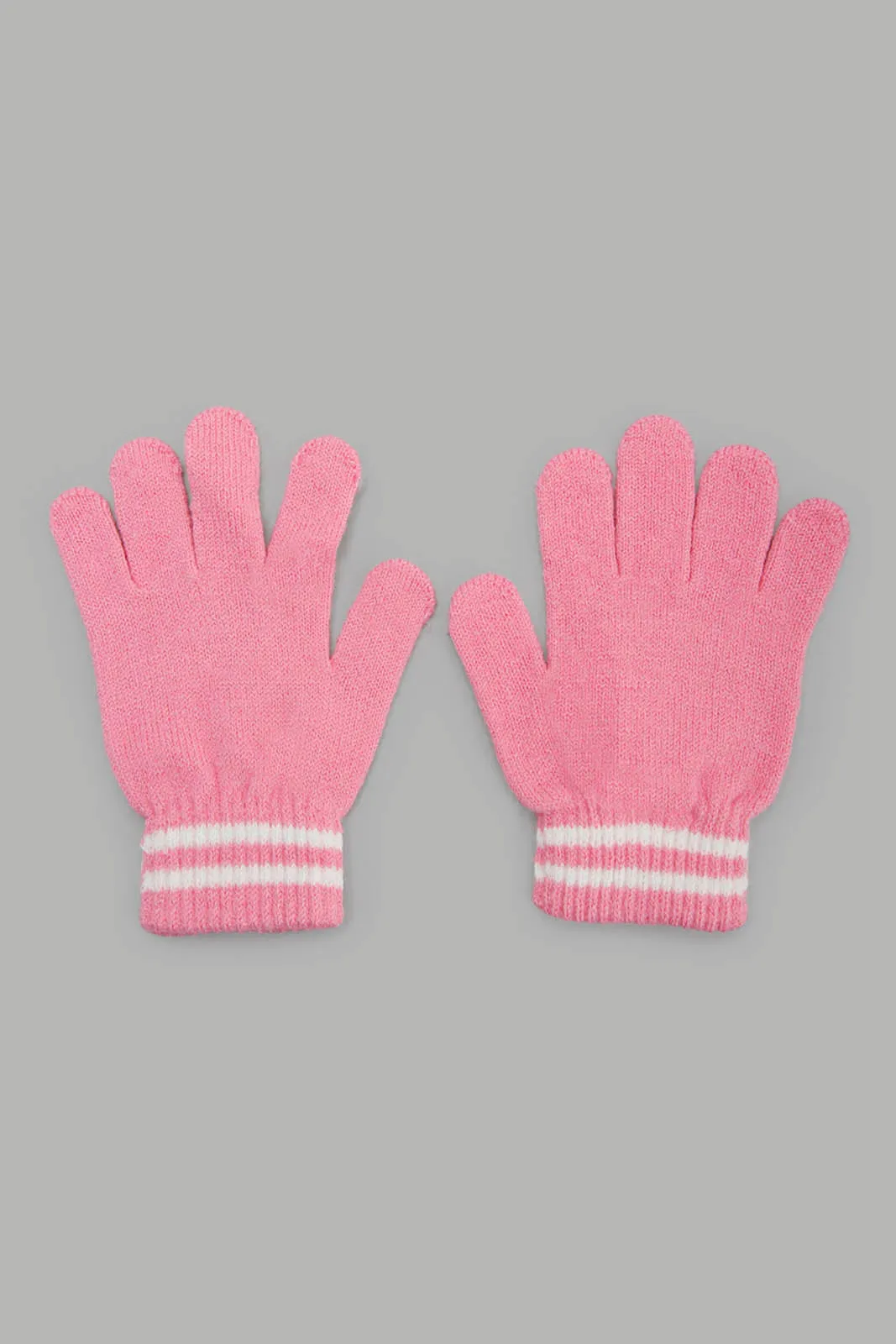 Girls Embellished Knitted Cap & Gloves (Pack Of 2)
