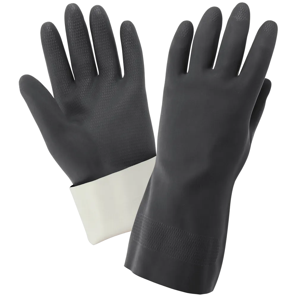 Global Glove & Safety 230F FrogWear® Premium Black Flock Lined 30 Mil, 12 inch, Neoprene Unsupported Gloves, Honeycomb Pattern Grip