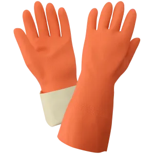 Global Glove & Safety 30FT FrogWear® Heavy 30 Mil Flock Lined Orange Rubber Latex with Honeycomb Pattern Grip Unsupported Gloves