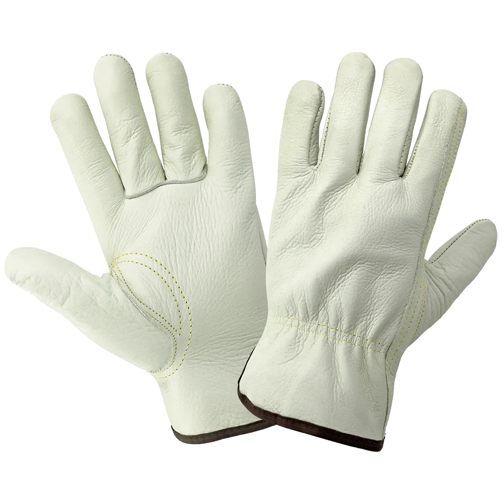 Global Glove & Safety 3200B Standard Grade Grain Cowhide Beige Drivers Gloves