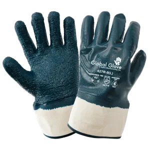 Global Glove & Safety 627R Premium Solid Nitrile Fully Coated Two Piece Jersey Gloves with Rough Finish, Cut A3