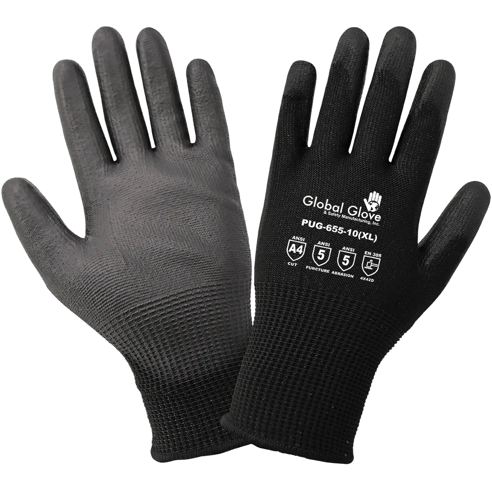Global Glove & Safety PUG-655 Smooth Polyurethane Coated, Cut A4