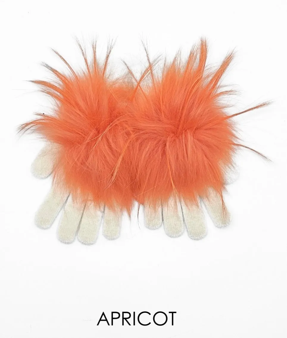 Gloves, Angora Wool with Genuine Fur Pom, Multiple Colors - Linda Richards - Style GL04