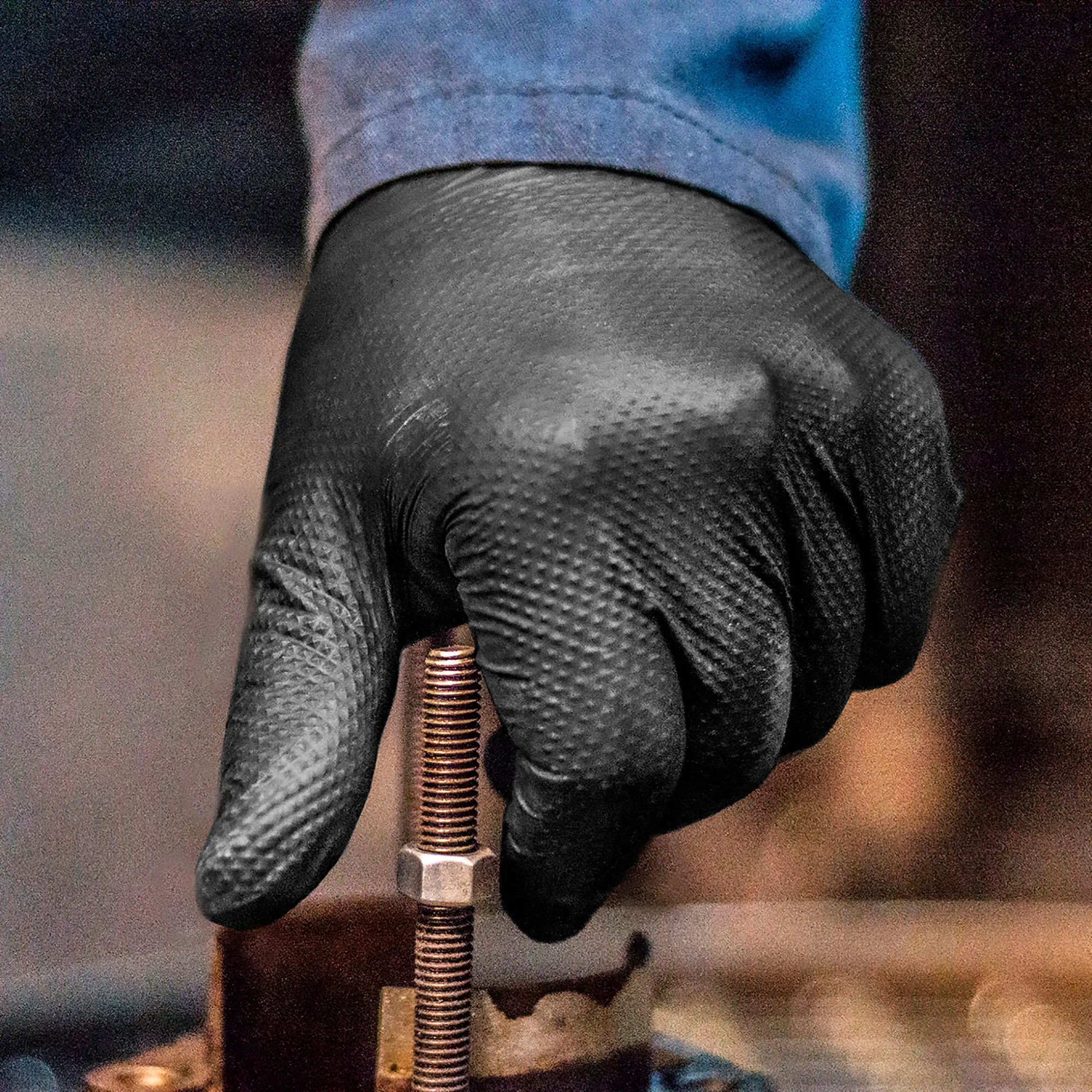Gloveworks HD Black Nitrile Disposable Gloves-Box of 100 Gloves
