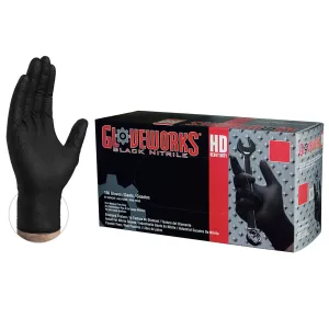 Gloveworks HD Black Nitrile Disposable Gloves-Box of 100 Gloves
