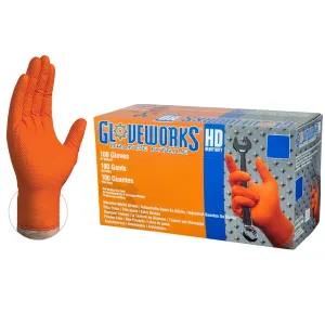 Gloveworks HD Orange Nitrile Gloves-Case of 1000 Gloves