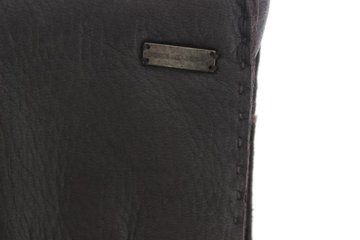 Gray Leather Cashmere Gloves