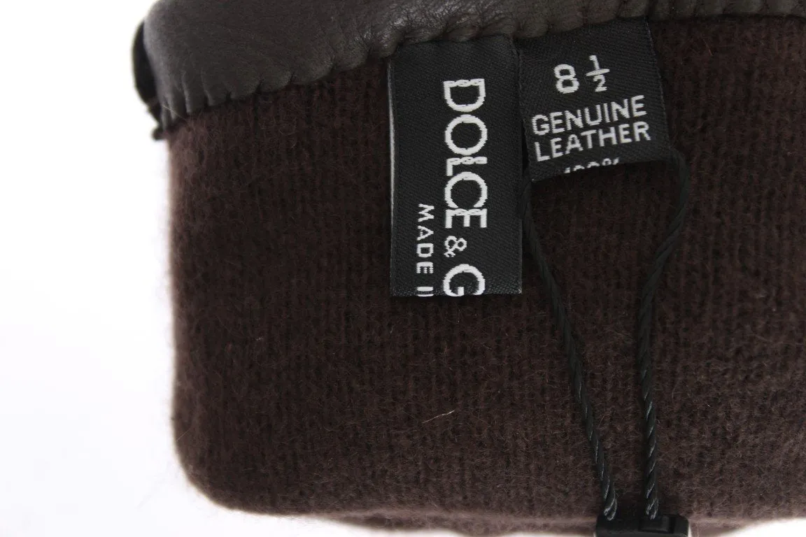 Gray Leather Cashmere Gloves
