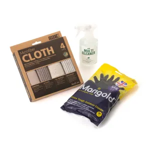 GREEN MOTION marigold SMART | マークスインターナショナル　GM ECO MULTI CLEANER 200ml MARIGOLD OUTDOOR GLOVES M SMART MICROFIBER CLOTH SET