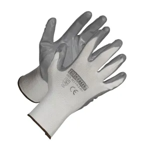 Grey Seamless Knit Nylon Nitrile Palm Coated Work Gloves
