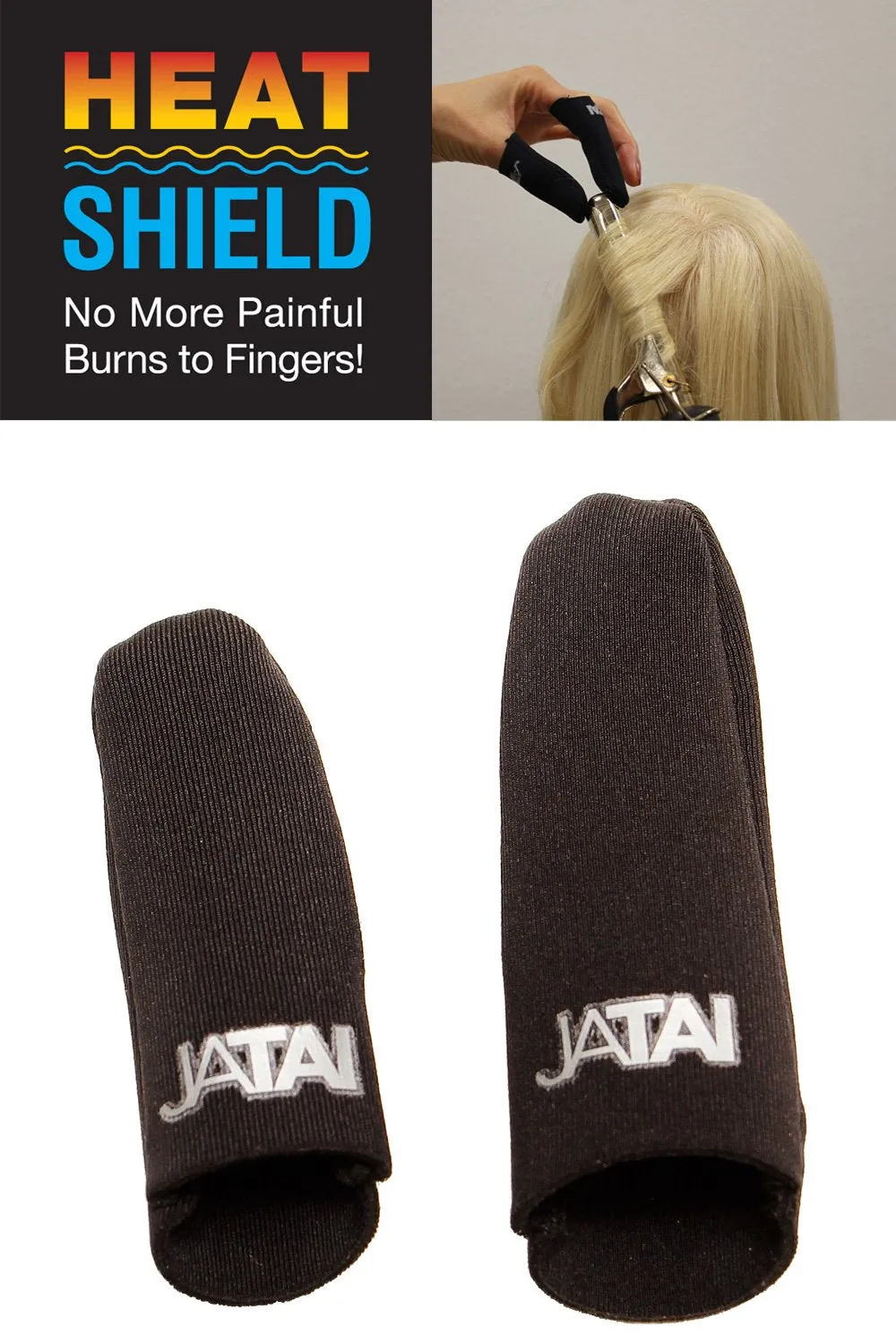 Heat Shield - Thermal Finger Protection Guards for Curling and Flat Irons, Wands, Blow Dryers - 2Pc (Thumb & Finger) (M/L - Thumb Wider than 3/4" (2Cm), Black)