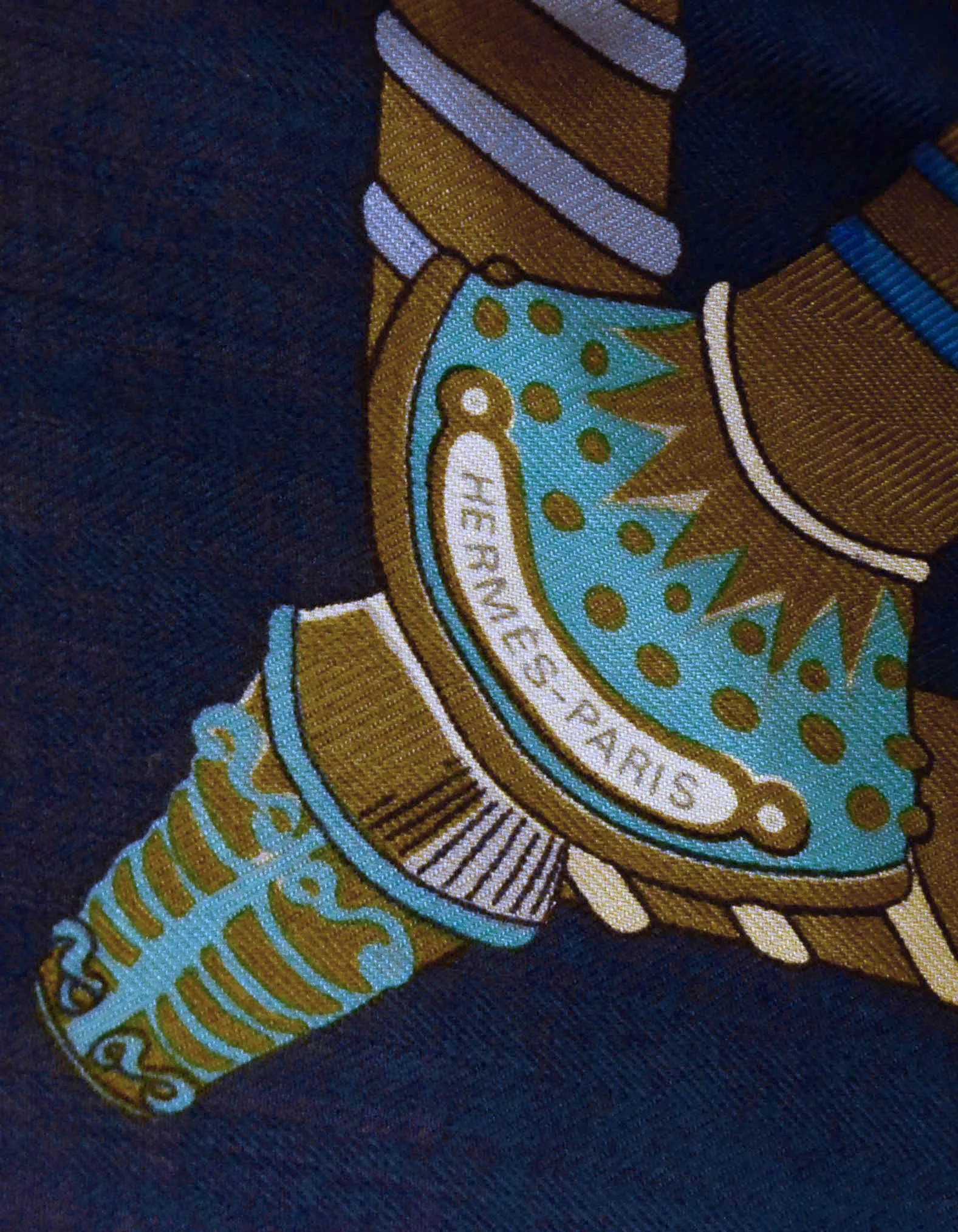 Hermes Blue Silk & Cashmere Etendards et Bannieres 140cm Shawl/Scarf