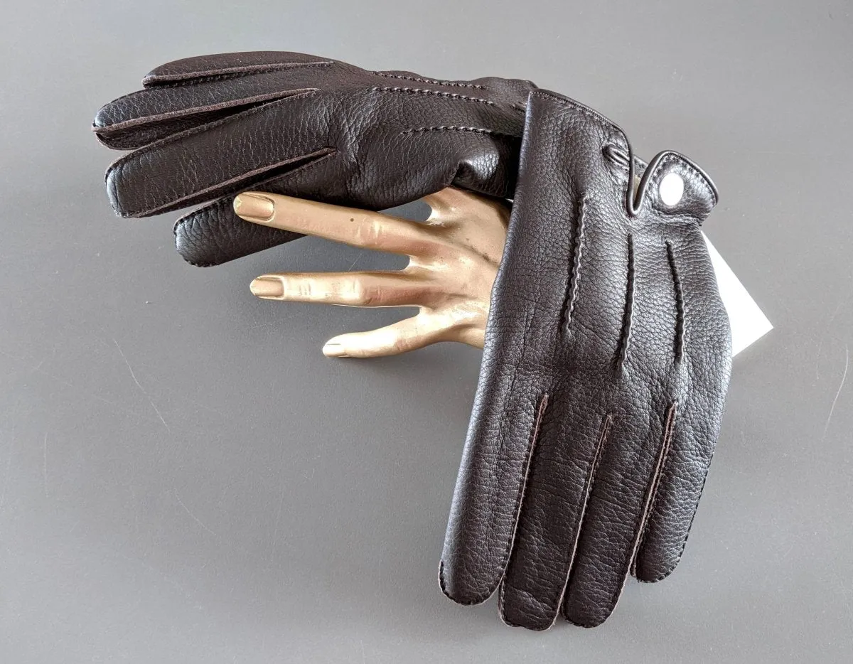 Hermes [GL08] Men's Ebene Deer/Cashmere Cerf GANTS HOMME CLOUS DE SELLE Gloves BNWTIB!