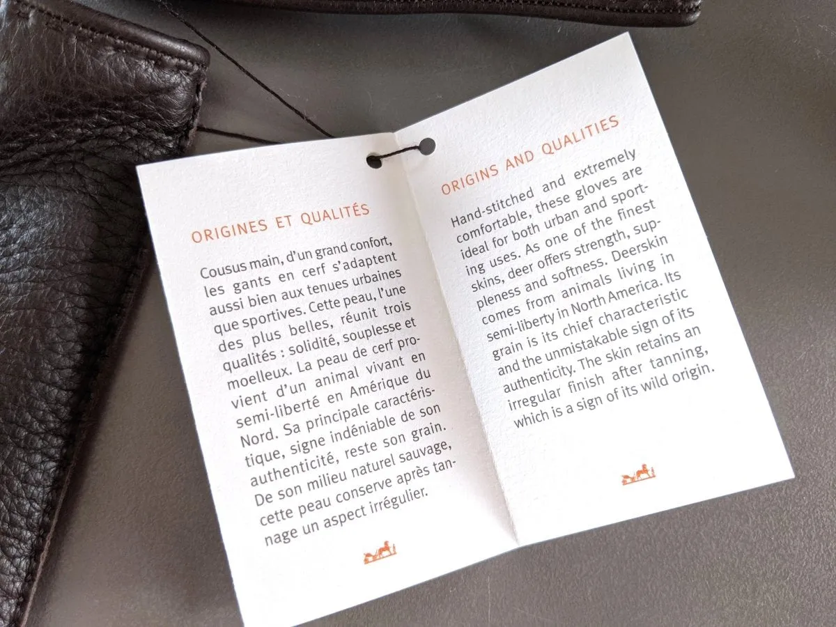Hermes [GL08] Men's Ebene Deer/Cashmere Cerf GANTS HOMME CLOUS DE SELLE Gloves BNWTIB!