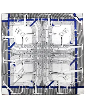 Hermes NEW Grey/Blue Mors a Jouets 140cm Silk/Cashmere Shawl