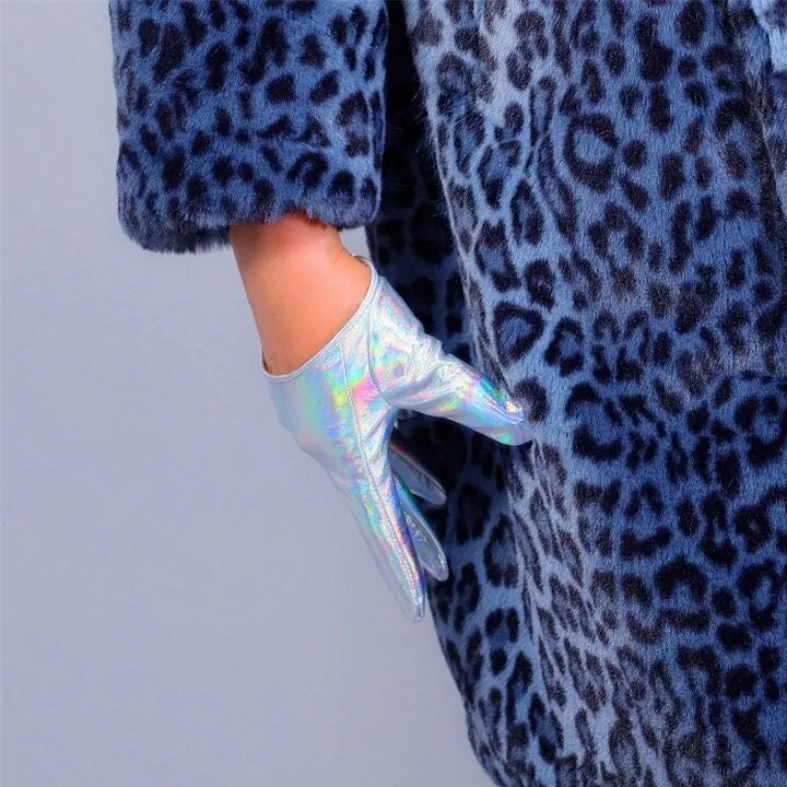 Holographic Leather Ultra Short Half Palm Gloves (13cm & 16cm)