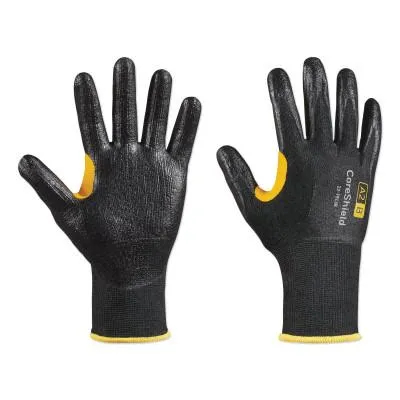 Honeywell CoreShield™ A2/B Coated Cut Resistant Gloves, 11/XXL, HPPE, Smooth Nitrile, 13 ga, Black, 22-7913B/11XXL