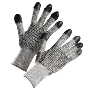 HPPE Cut Resistant Glove with Nitrile Dots on Palm & Nitrile-Dipped Finger Tips