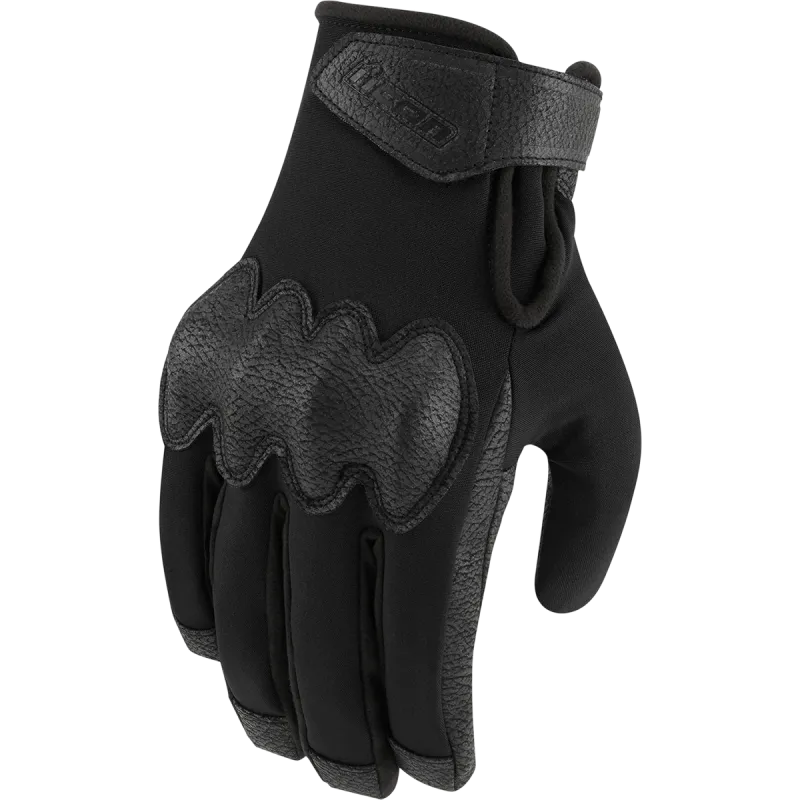 Icon PDX3 Mens Motorcycle Short Textile Gloves - Black