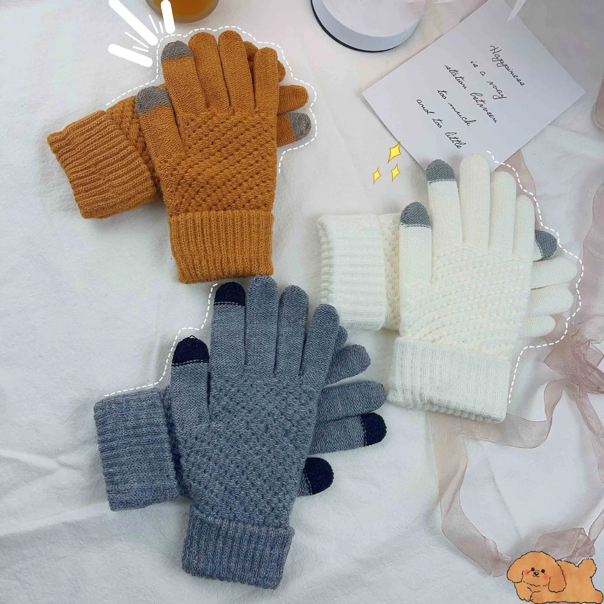 INSTOCK-Knitted gloves for women