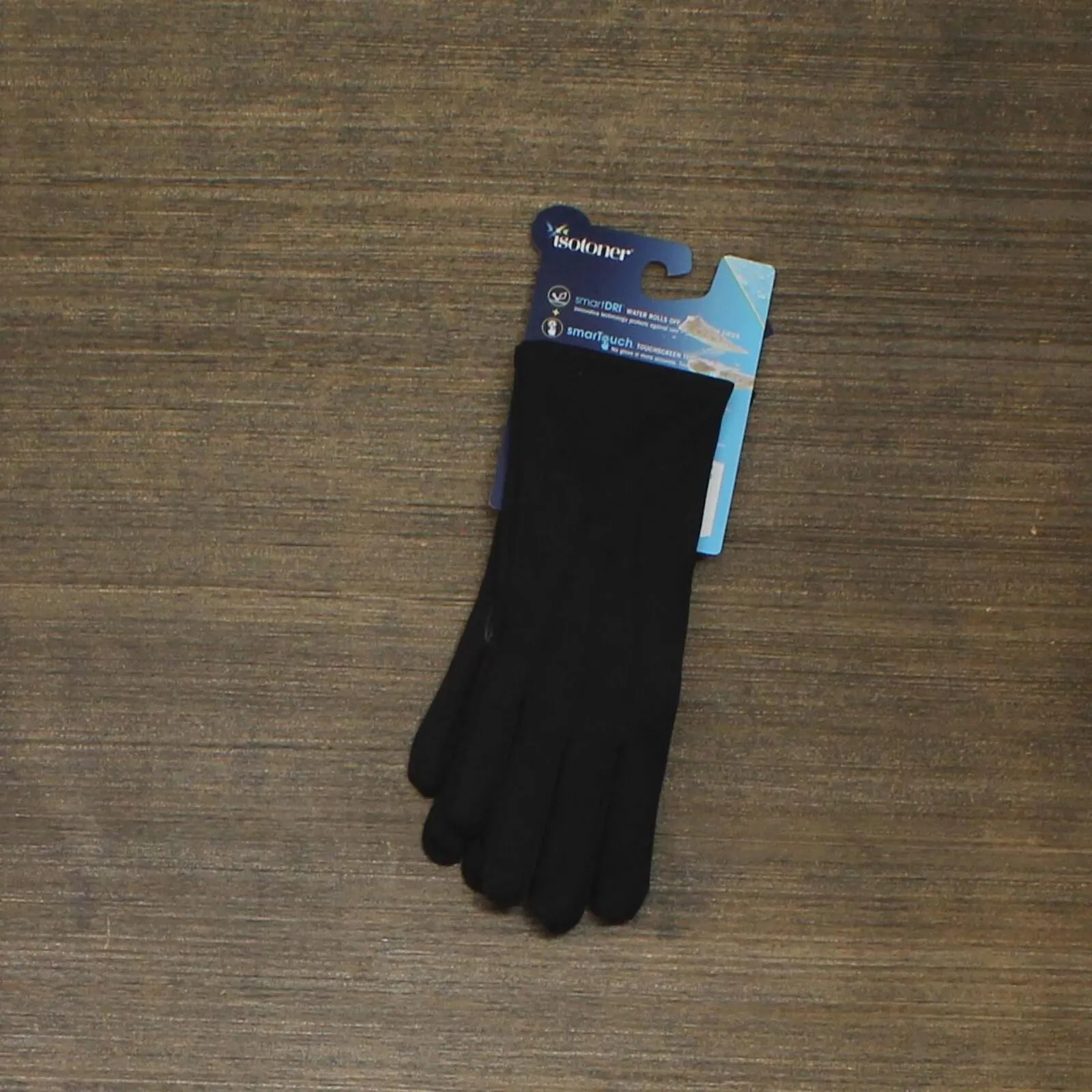 Isotoner Women's Lined Water Repellent Three Draw Spandex Gloves 588K2 Black S/M