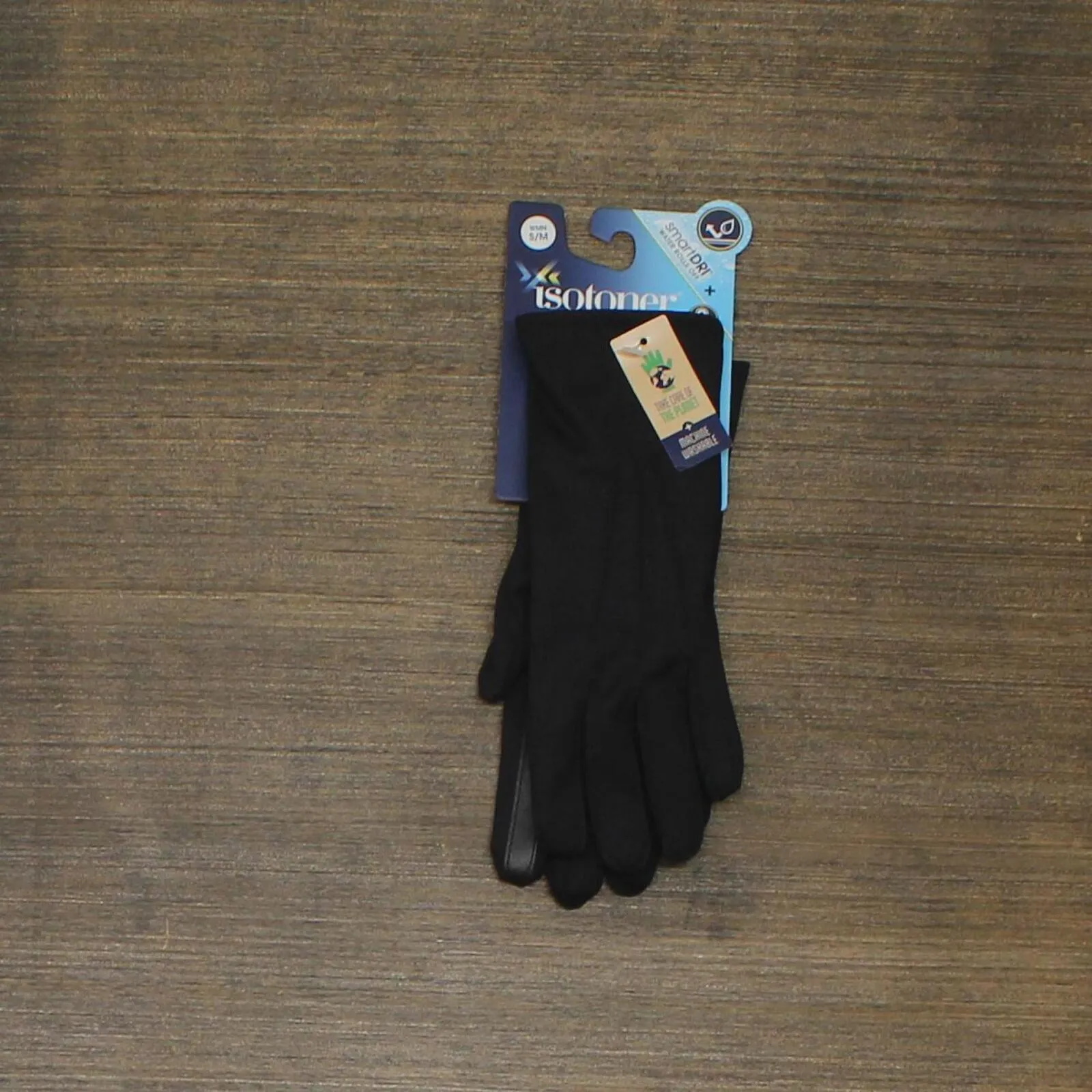 Isotoner Women's Lined Water Repellent Three Draw Spandex Gloves 588K2 Black S/M
