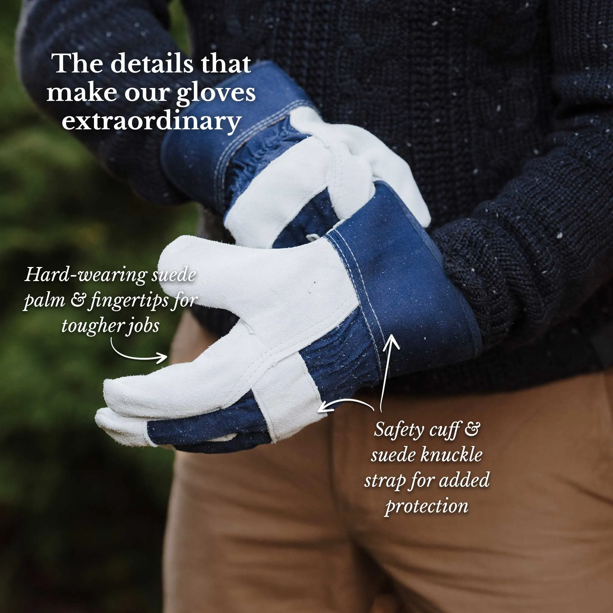 Kent & Stowe Navy Fleece Lined Rigger Gloves - Medium