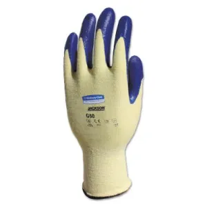 Kimberly-Clark Professional G60 Level 2 Nitrile Coated Cut Gloves, Large, Yellow/Blue, 98232