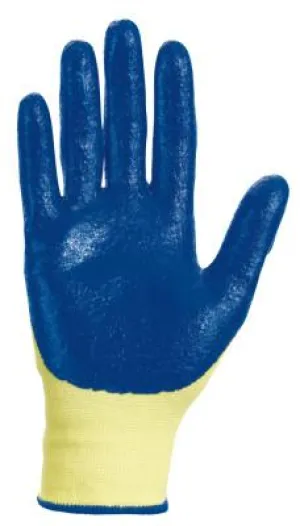 Kimberly-Clark Professional G60 Level 2 Nitrile Coated Cut Gloves, Small, Yellow/Blue, 98230