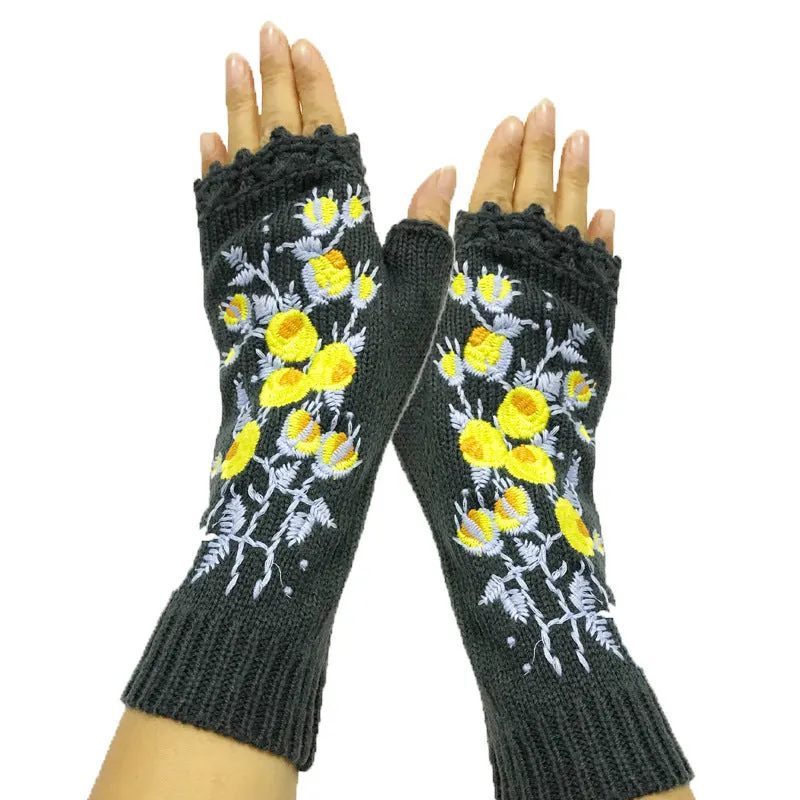 knitted embroidery gloves