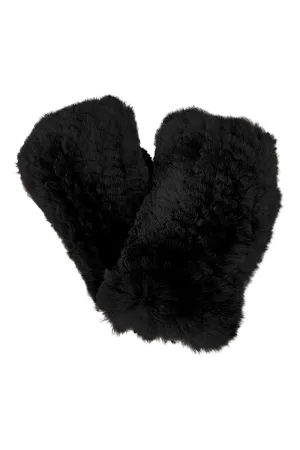 Knitted Fingerless Rex Rabbit Fur Gloves