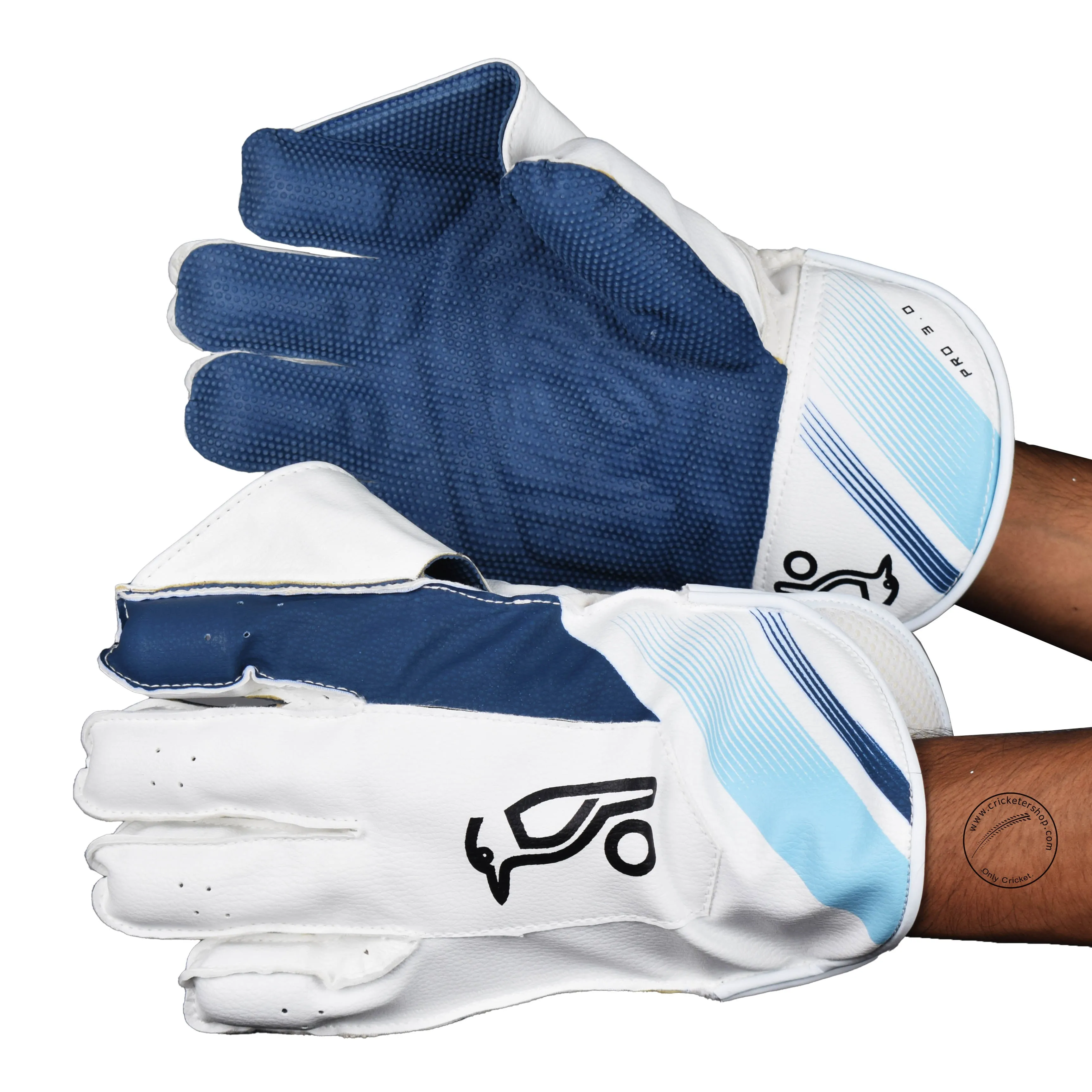 Kookaburra Pro 3.0 Cricket Wicket Keeping Gloves Colour White/Blue Size