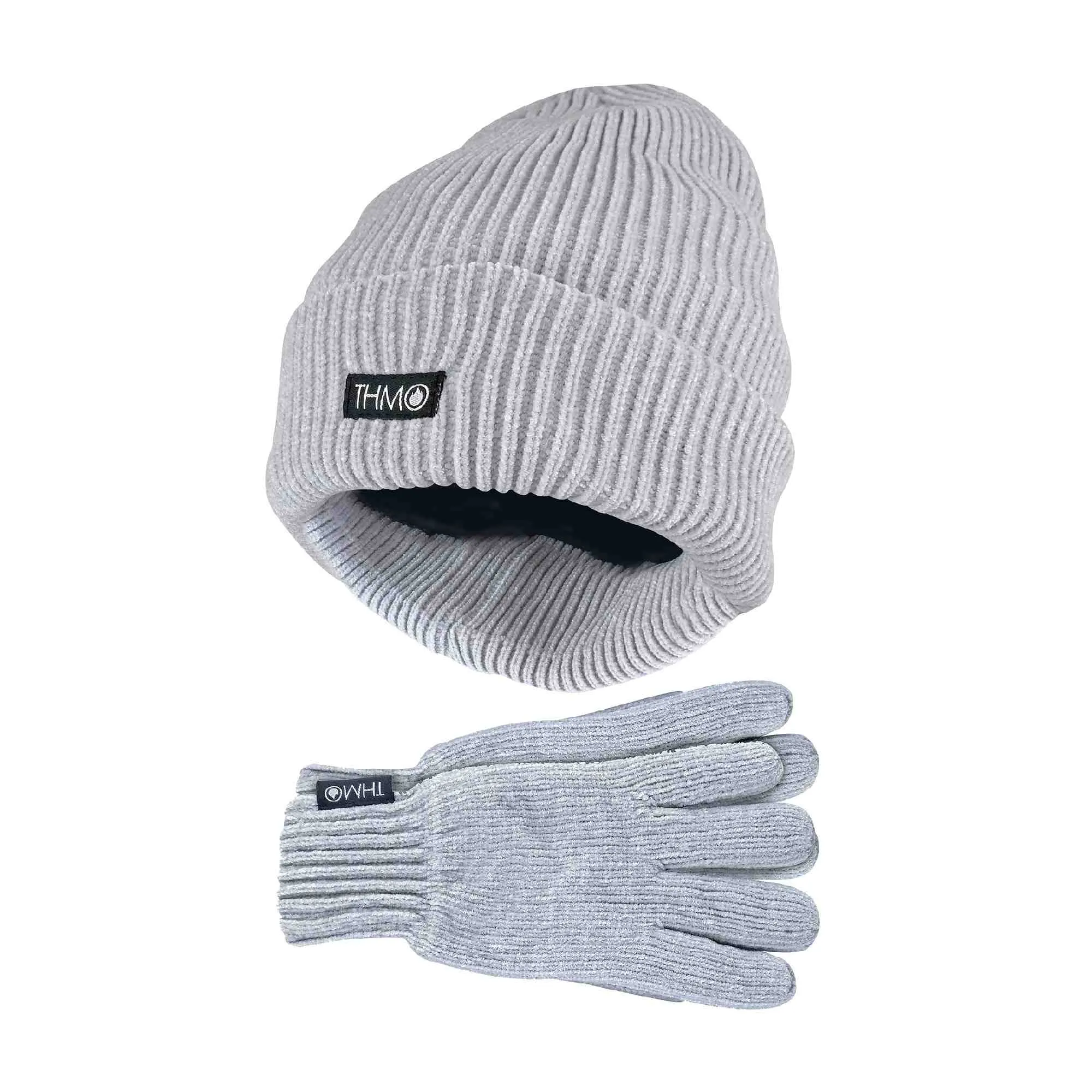 Ladies 3M Thinsulate Lined Chenille Thermal Beanie Hat & Gloves Set