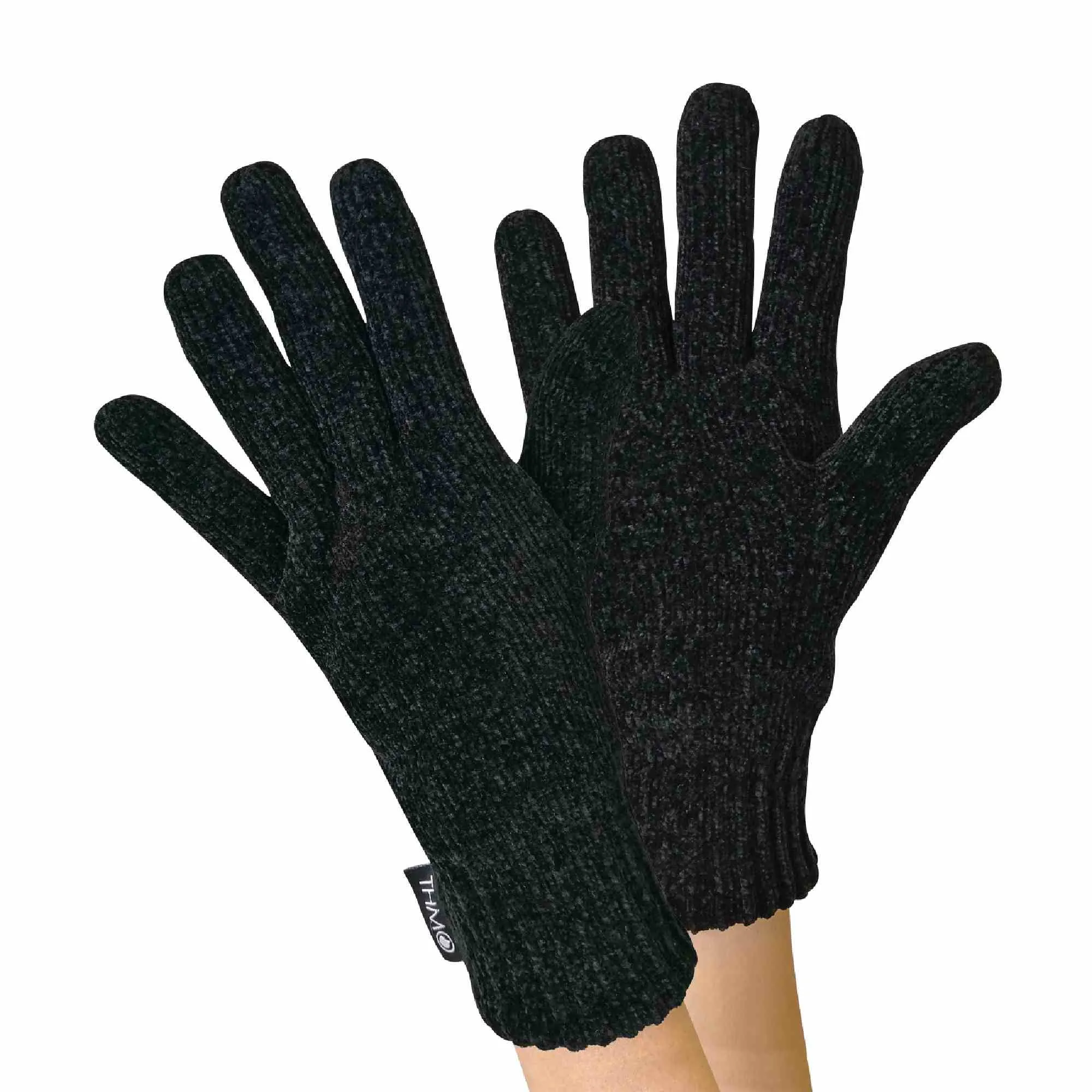 Ladies 3M Thinsulate Lined Chenille Thermal Beanie Hat & Gloves Set