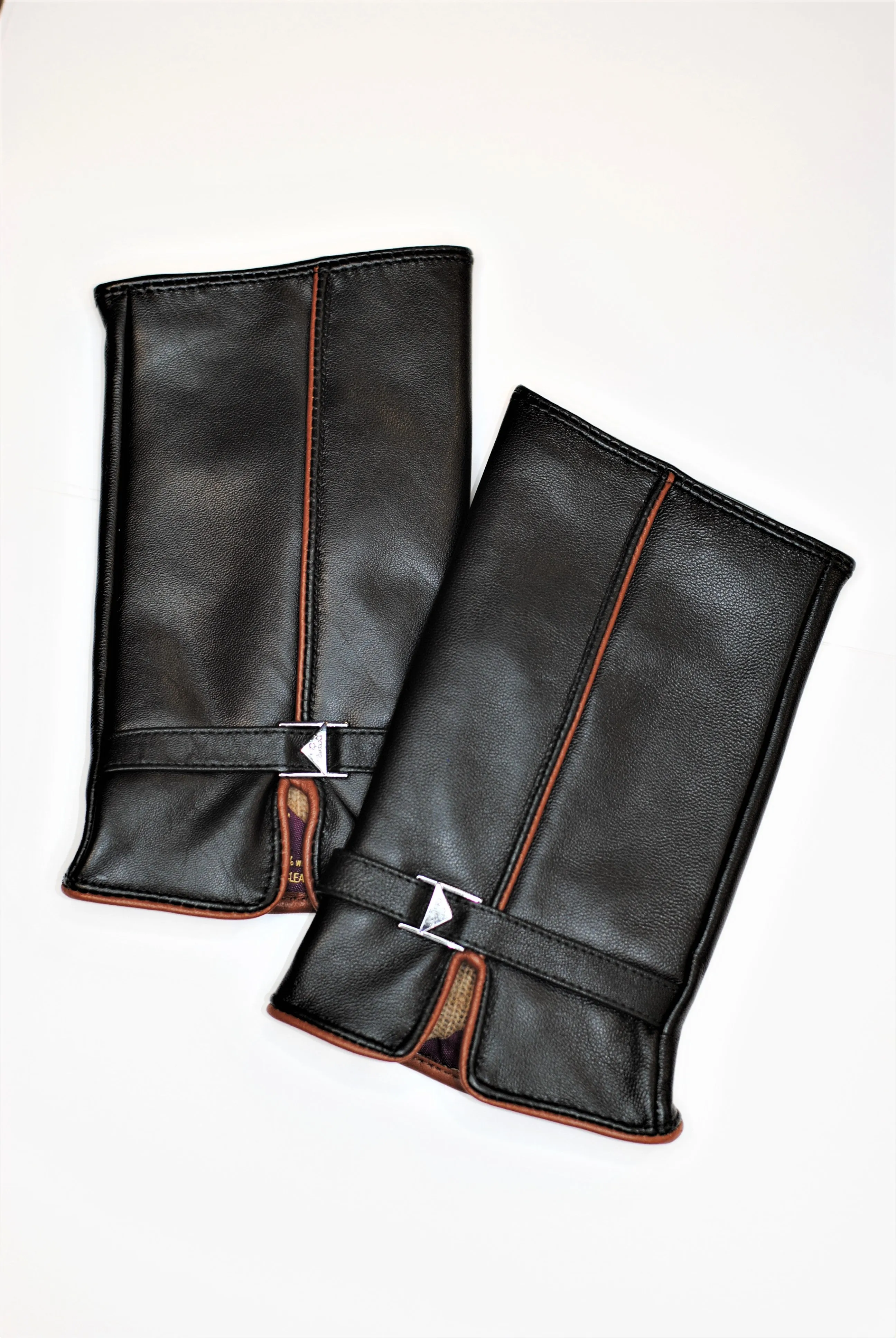 LADY AUTO Fingerless Black Leather Cashemere Lined Womens Gloves