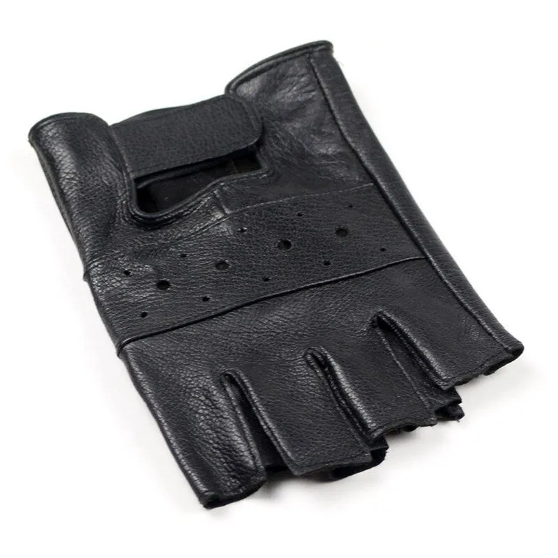 LEATHER FINGERLESS DRIVING GLOVES