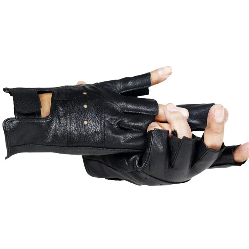 LEATHER FINGERLESS DRIVING GLOVES