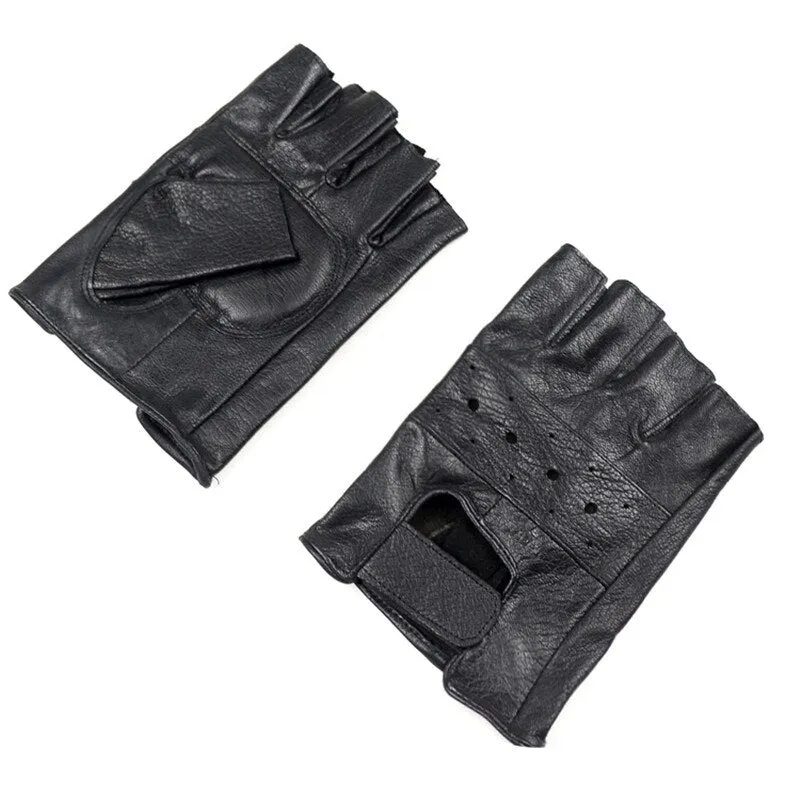 LEATHER FINGERLESS DRIVING GLOVES