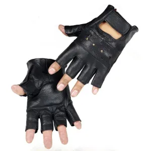LEATHER FINGERLESS DRIVING GLOVES