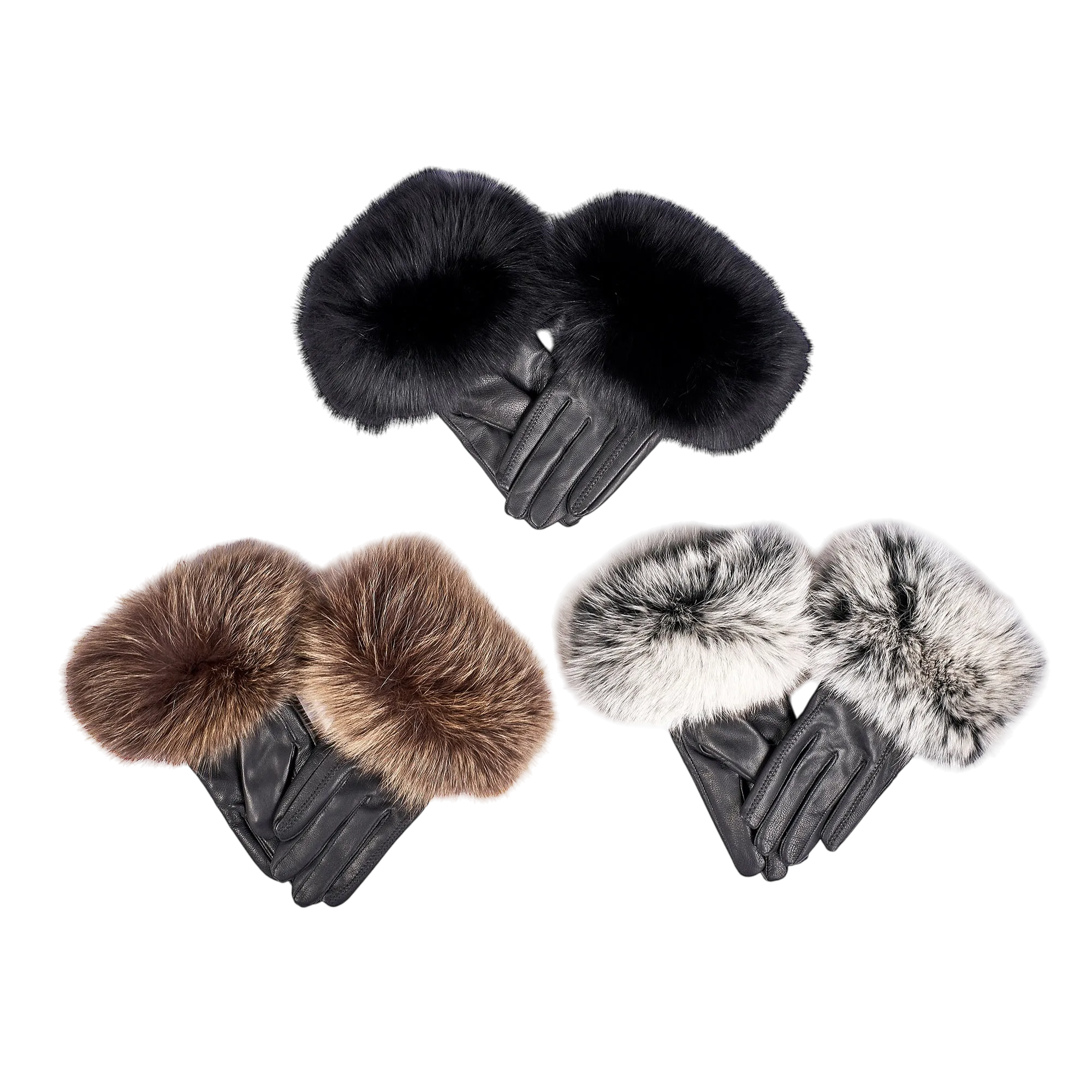 LEATHER FUR GLOVES