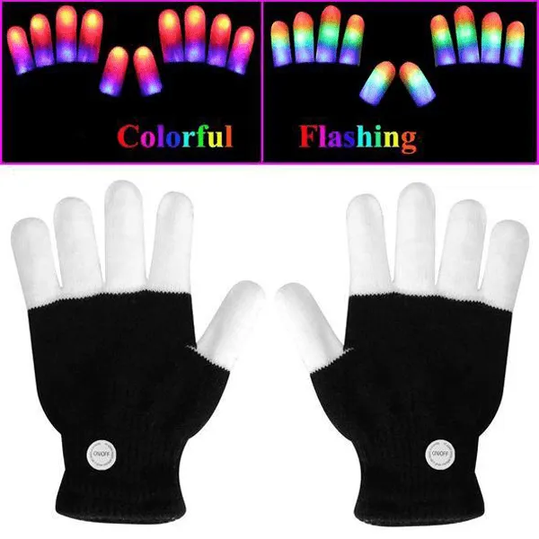 LED Flashing Rave Gloves