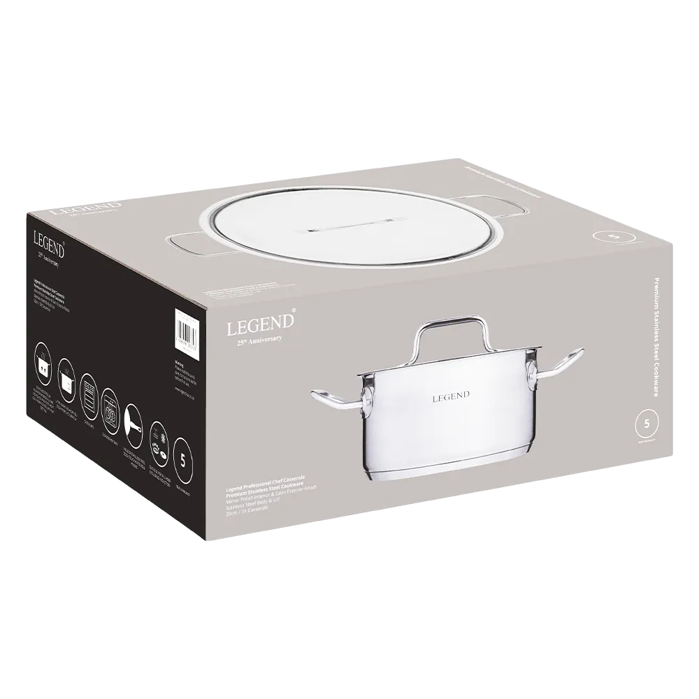 Legend Prof Chef Stainless Steel 20cm 3lt Casserole