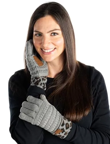 Leopard Knit Fleece Lined Gloves by Funky Junque