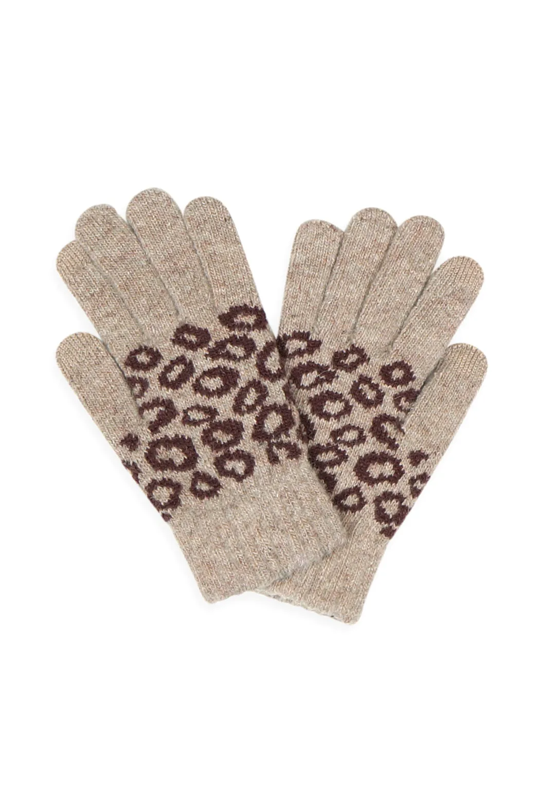 LEOPARD KNIT SMART TOUCH GLOVES