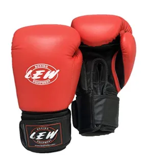 LEW Red/Black Boxing Gloves for Training/ Muay Thai/Punching Bag/Sparring with a Pair of Hand Wraps (Red, 8 OZ)