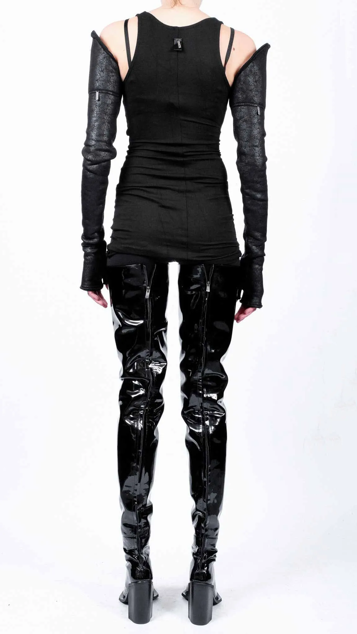 Long Leather Effect Gloves