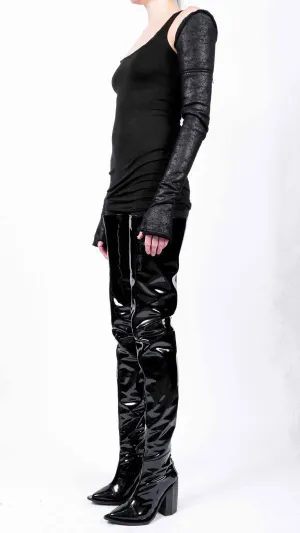 Long Leather Effect Gloves